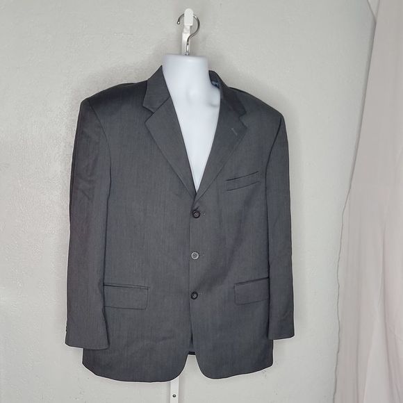 Alfani Men's 3 Button Suit Coat Jacket Blazer Sz 42 Short Gray 100% Wool - Picture 1 of 6